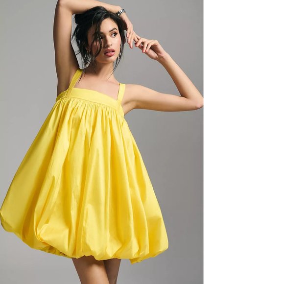 Anthropologie Bloni Square-Neck Taffeta Bubble Mini Dress size L new with tag